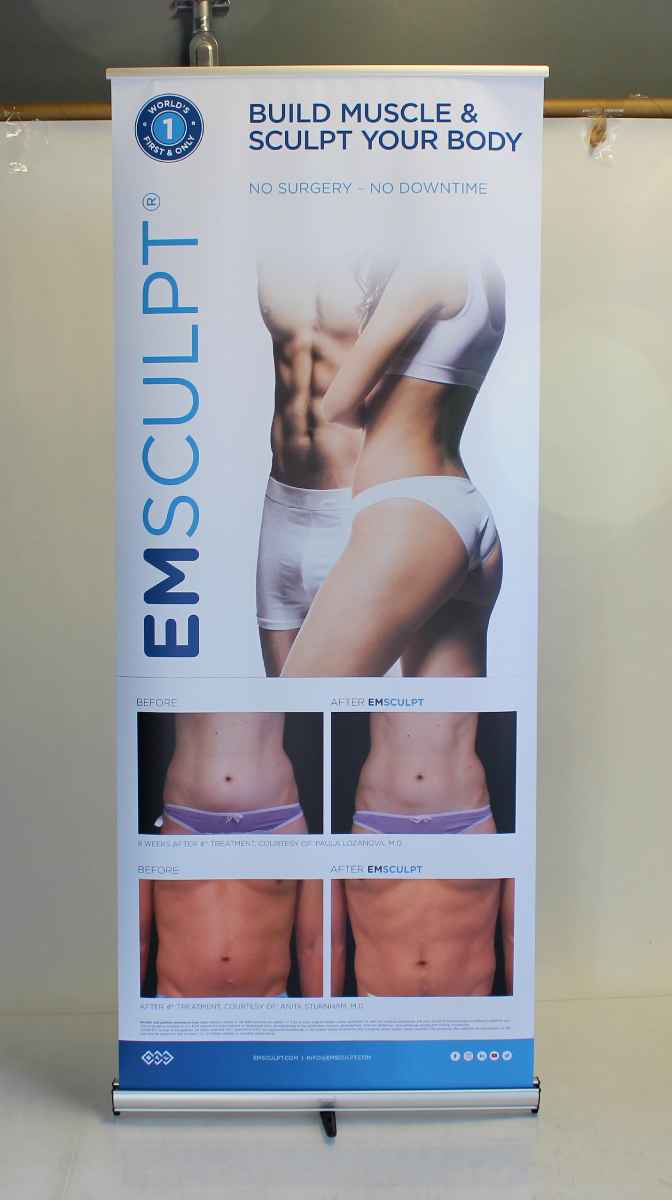EMSCULPT Build Muscle & Sculpt your Body Treatment Retractable Vinyl Banner