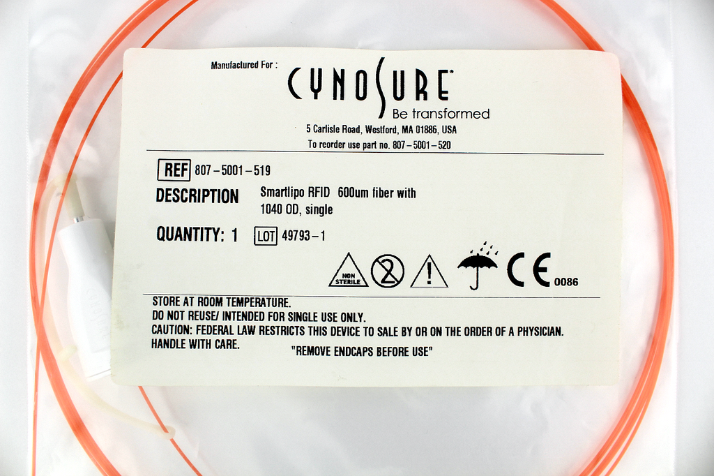 Cynosure SmartLipo Laser Fiber Orange RFID 600um /1040 OD 807-5001-519