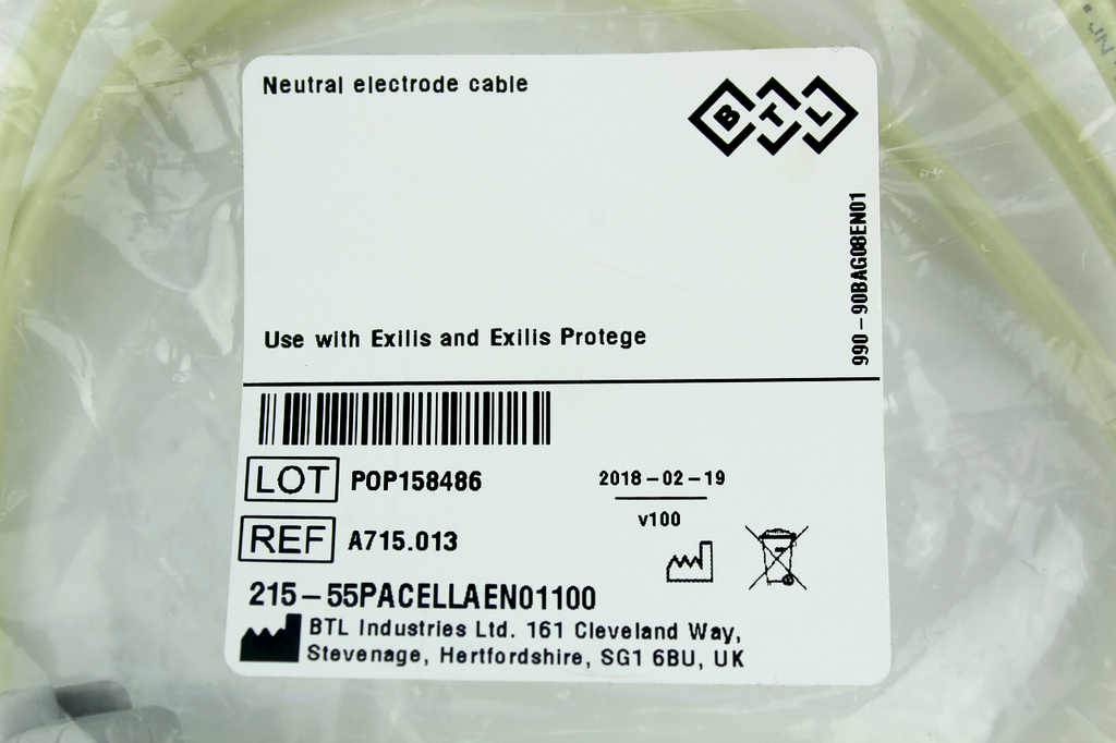 BTL Exilis Neutral Electrode Cable Protege Pad Return Cable 215-55PACELLAENO1100
