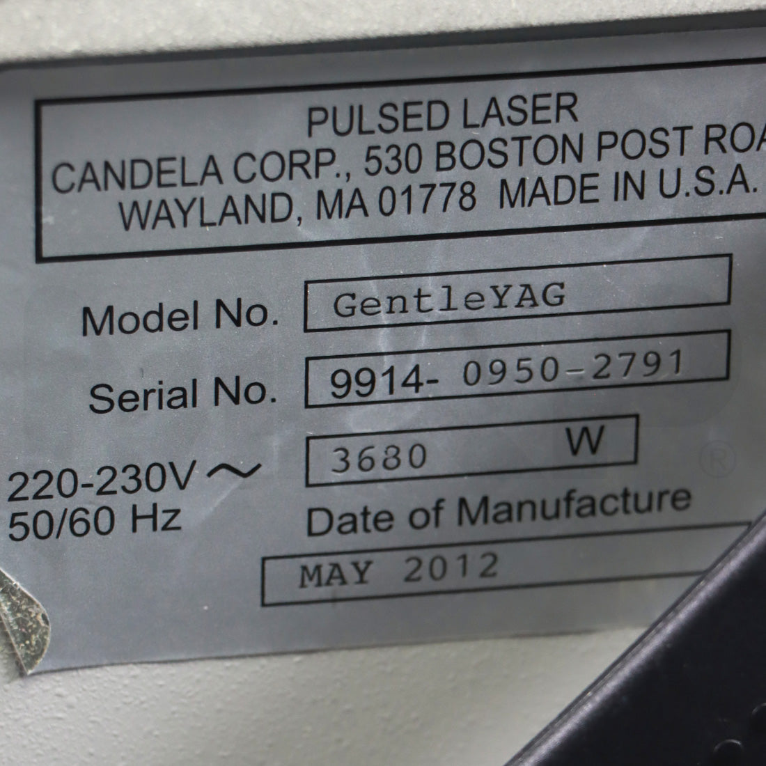 2012 Candela Mini GentleYag Nd: YAG Laser Hair Removal Vascular Lesions System