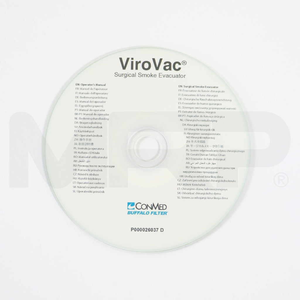 ConMed ViroVac Surgical Smoke Evacuator Operator's Manual Multi-Languages CD P000026037 D