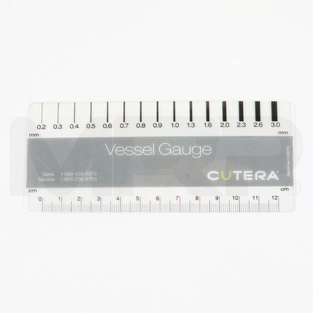 Cutera Vascular Vessel Vein Gauge Card Tool D0420 Rev D