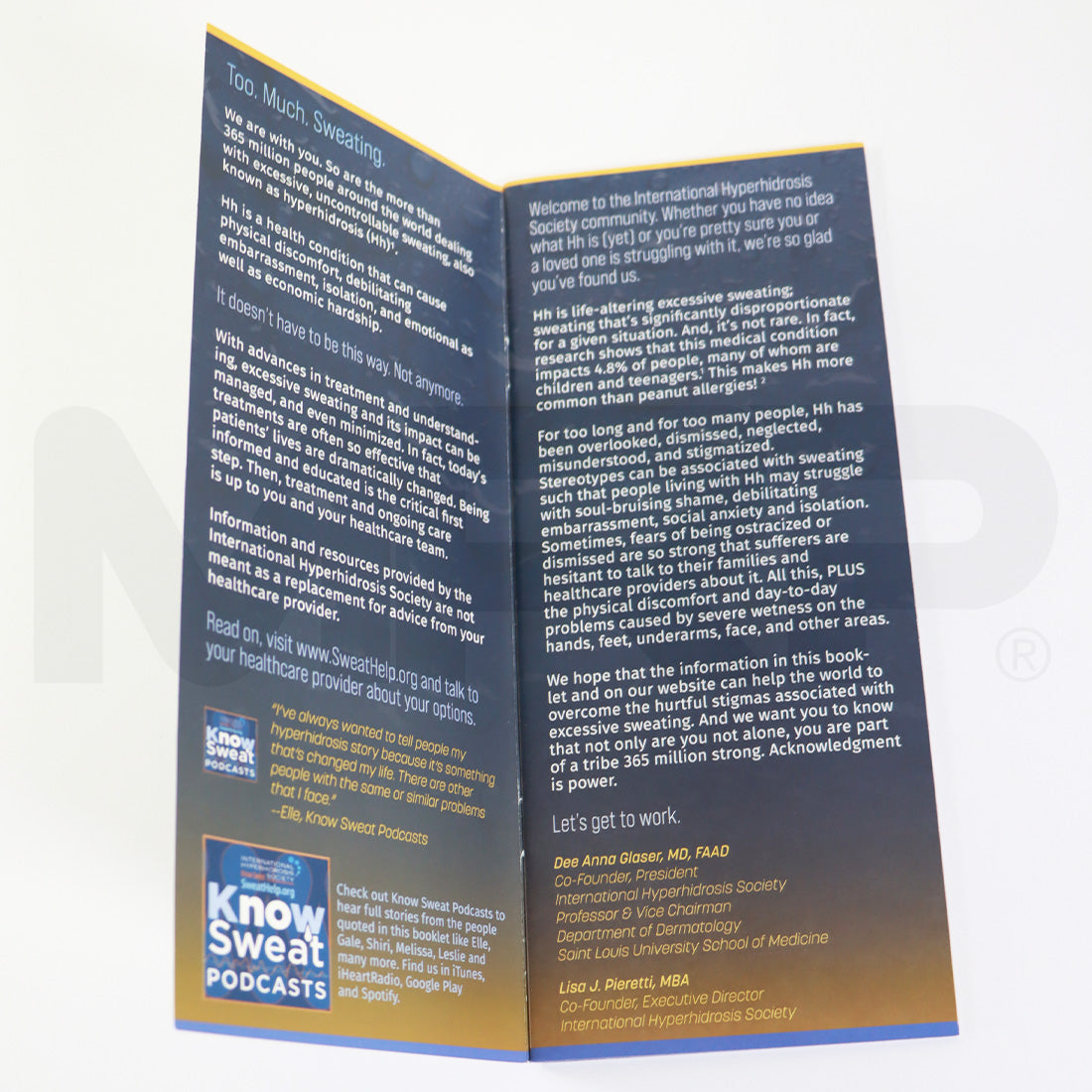International Hyperhydrosis Society Excessive Sweating Marketing Brochure x10 Pack
