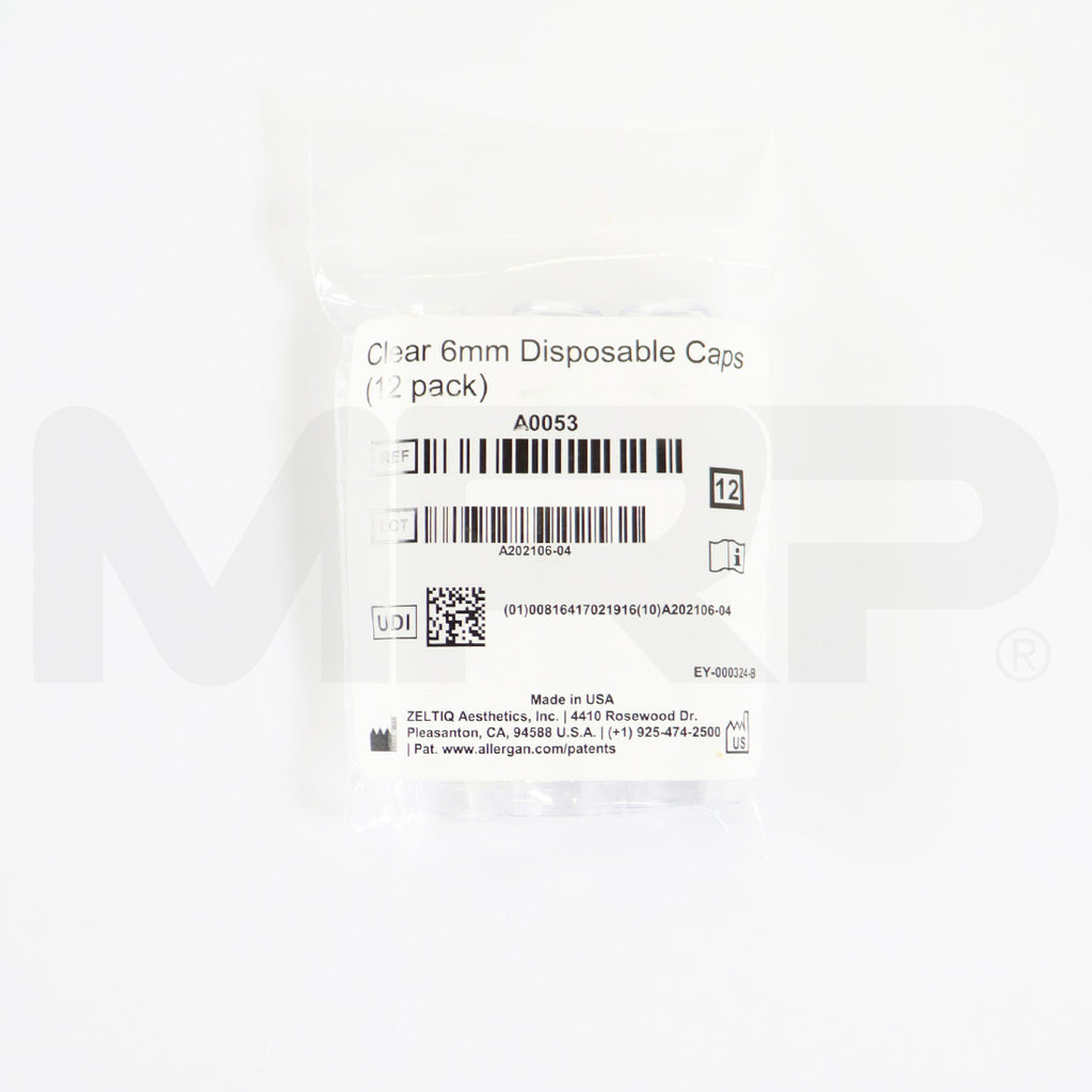 Zeltiq Clear 6mm Disposable Caps A0053 Tips 12-Pack