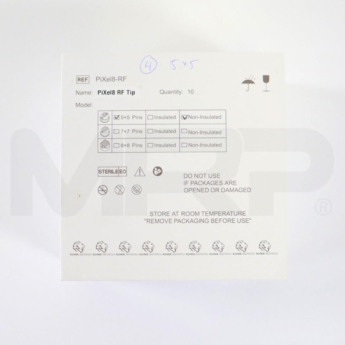 Rohrer Pixel8-RF Non-Insulated Microneedling Tips 5x5 25Pin RF25 EXP 01/2021 4pc