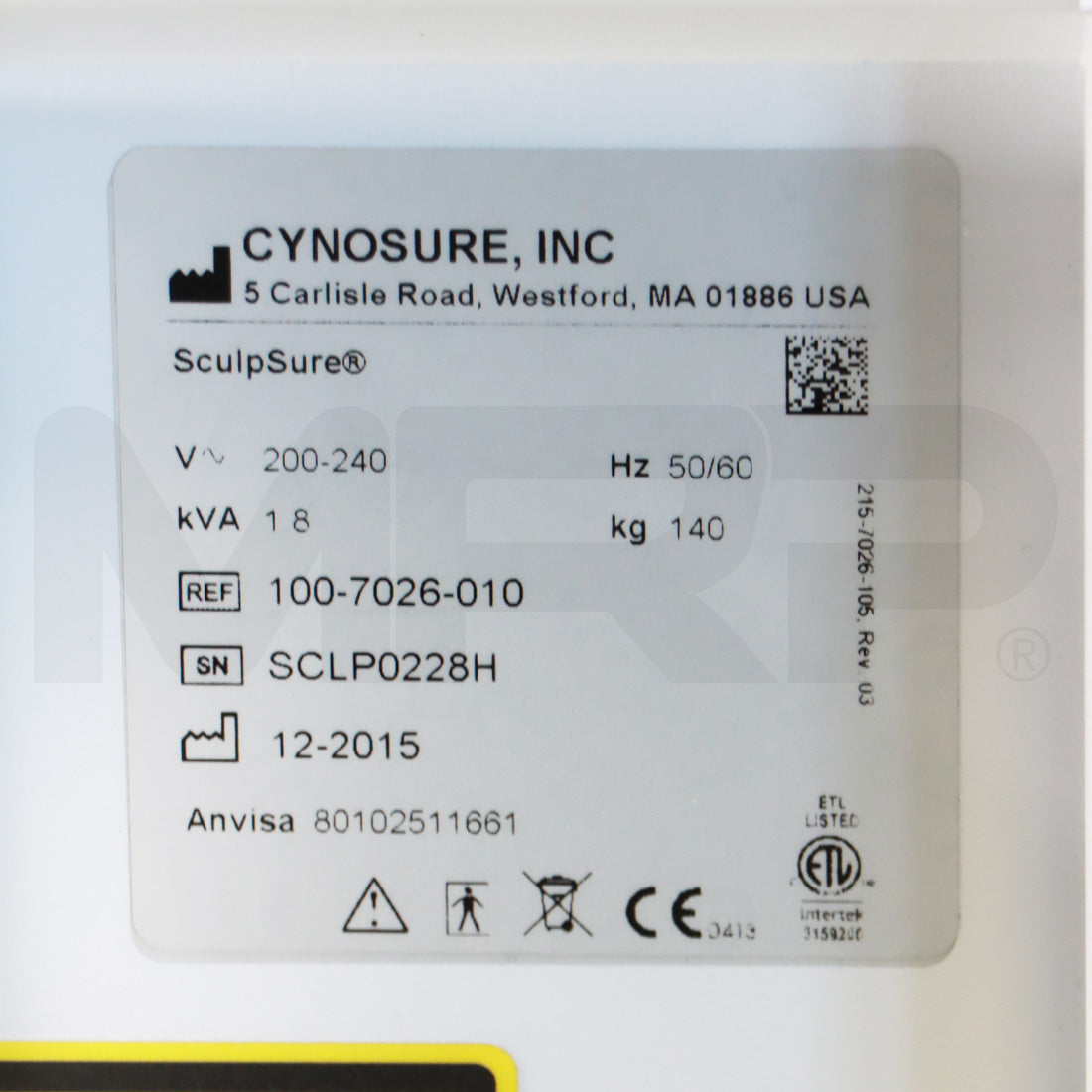 2015 Cynosure SculpSure Diode Laser Body Submental Sculpting Contouring System
