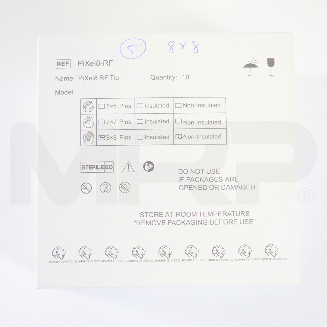 Rohrer Pixel8-RF Non-Insulated Microneedling Tips 8x8 64Pin RF64 EXP 5/2022 5pc