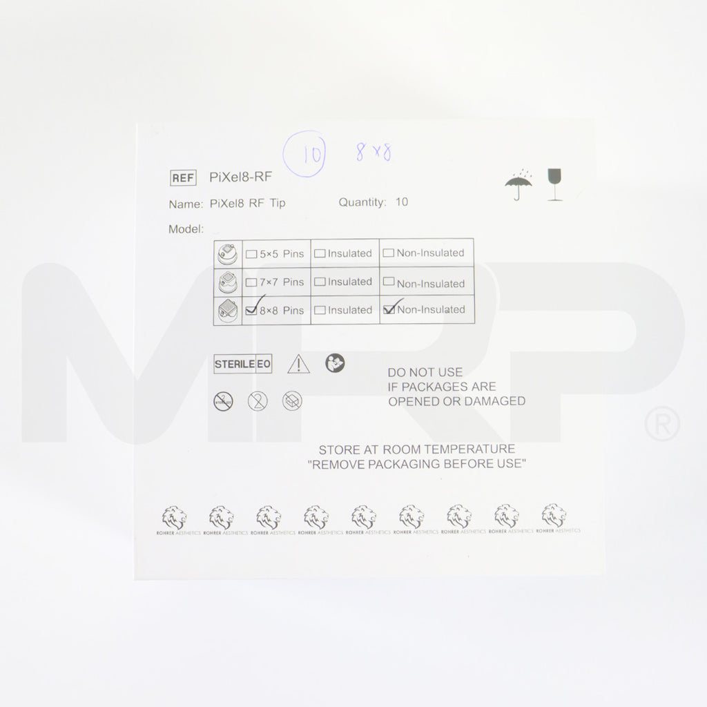 Rohrer Pixel8-RF Non-Insulated Microneedling Tips 8x8 64Pin RF64 EXP 5/2023 10pc