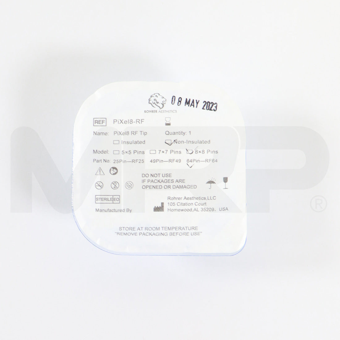 Rohrer Pixel8-RF Non-Insulated Microneedling Tips 8x8 64Pin RF64 EXP 5/2023 10pc