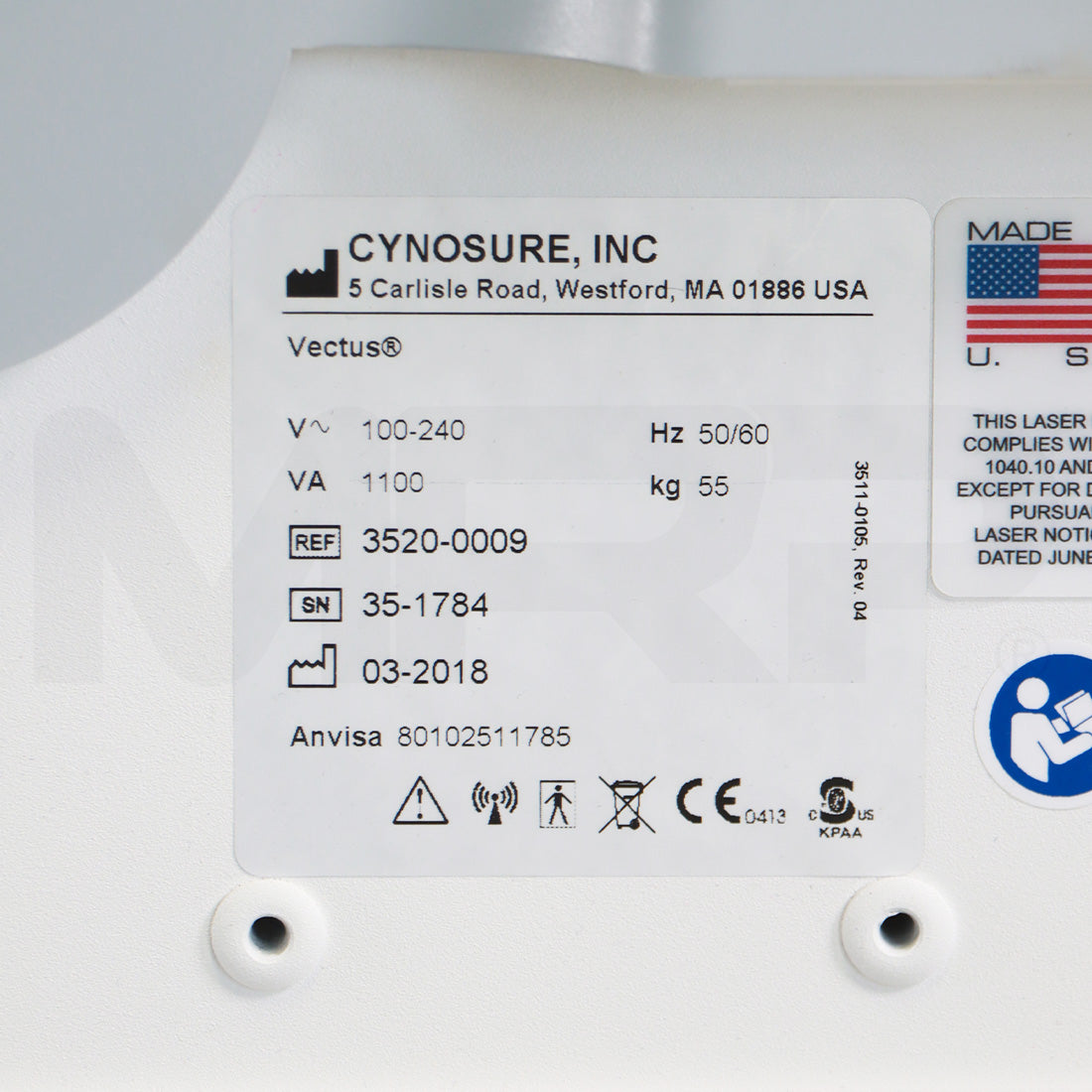 2018 Cynosure Palomar Vectus System Serial