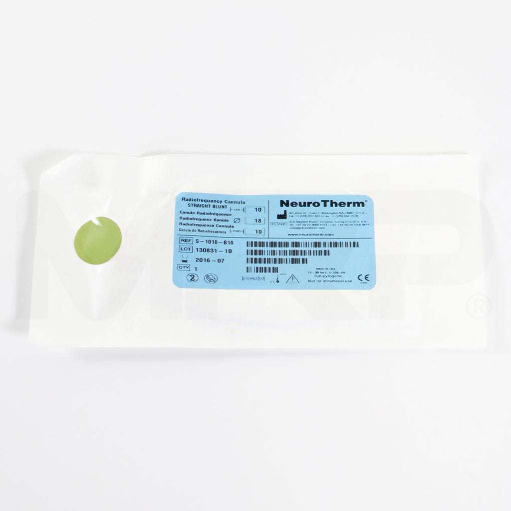 NeuroTherm ThermiRF Radiofrequency Cannula Straight Blunt S-1010-B18 EXP 2016