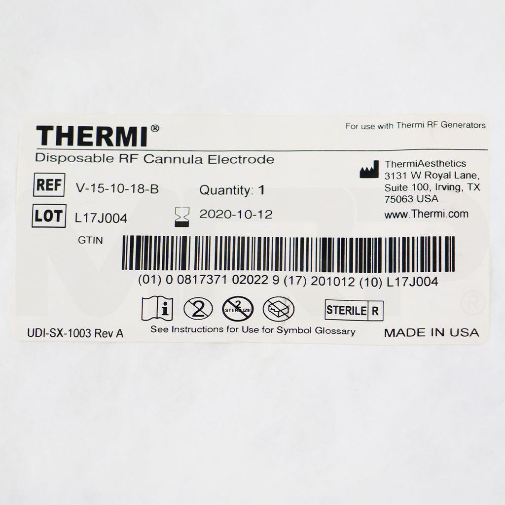 ThermiAesthetics Thermi Disposable RF Cannula Electrode V-15-10-18-B EXP 2020
