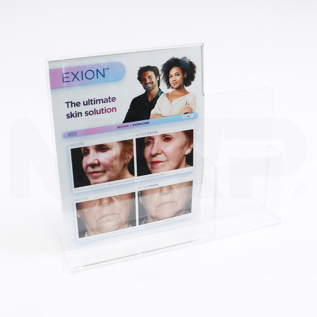 BTL Exion Acrylic Brochure or Pamphlet Holder with 8.5 x 11 Poster Display Marketing Stand