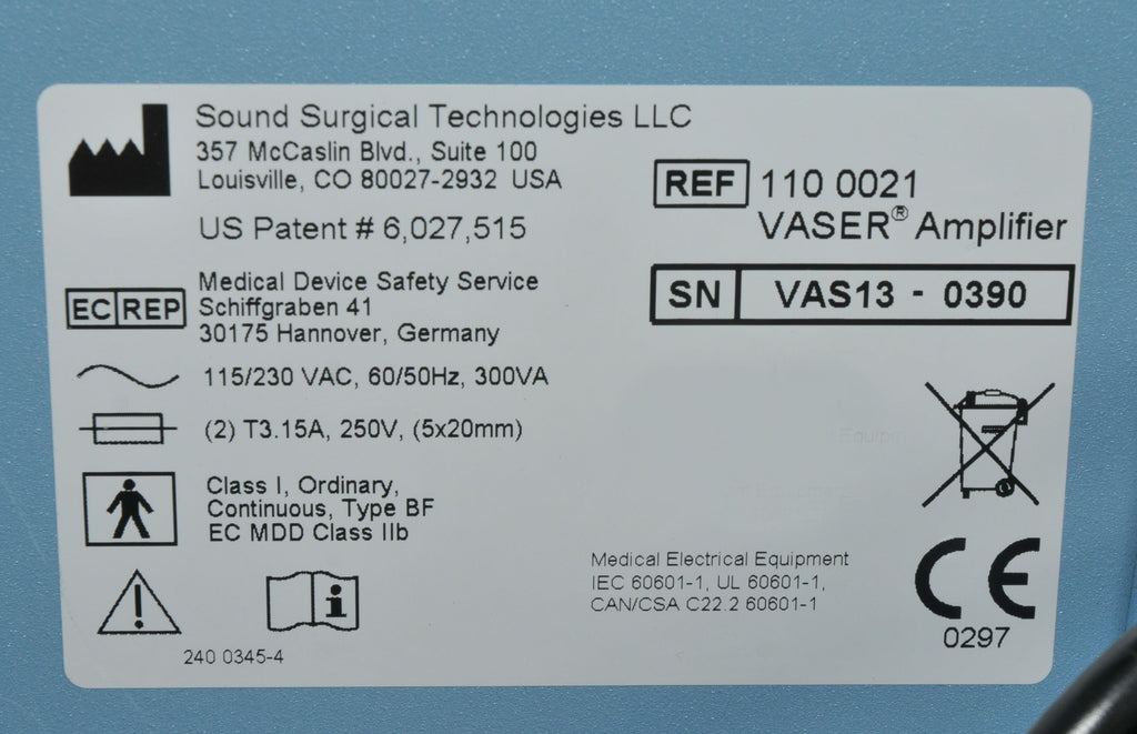 Solta Sound Surgical VaserLipo Vaser Ultrasound Amplifier VentX Vent X Ver 2.0