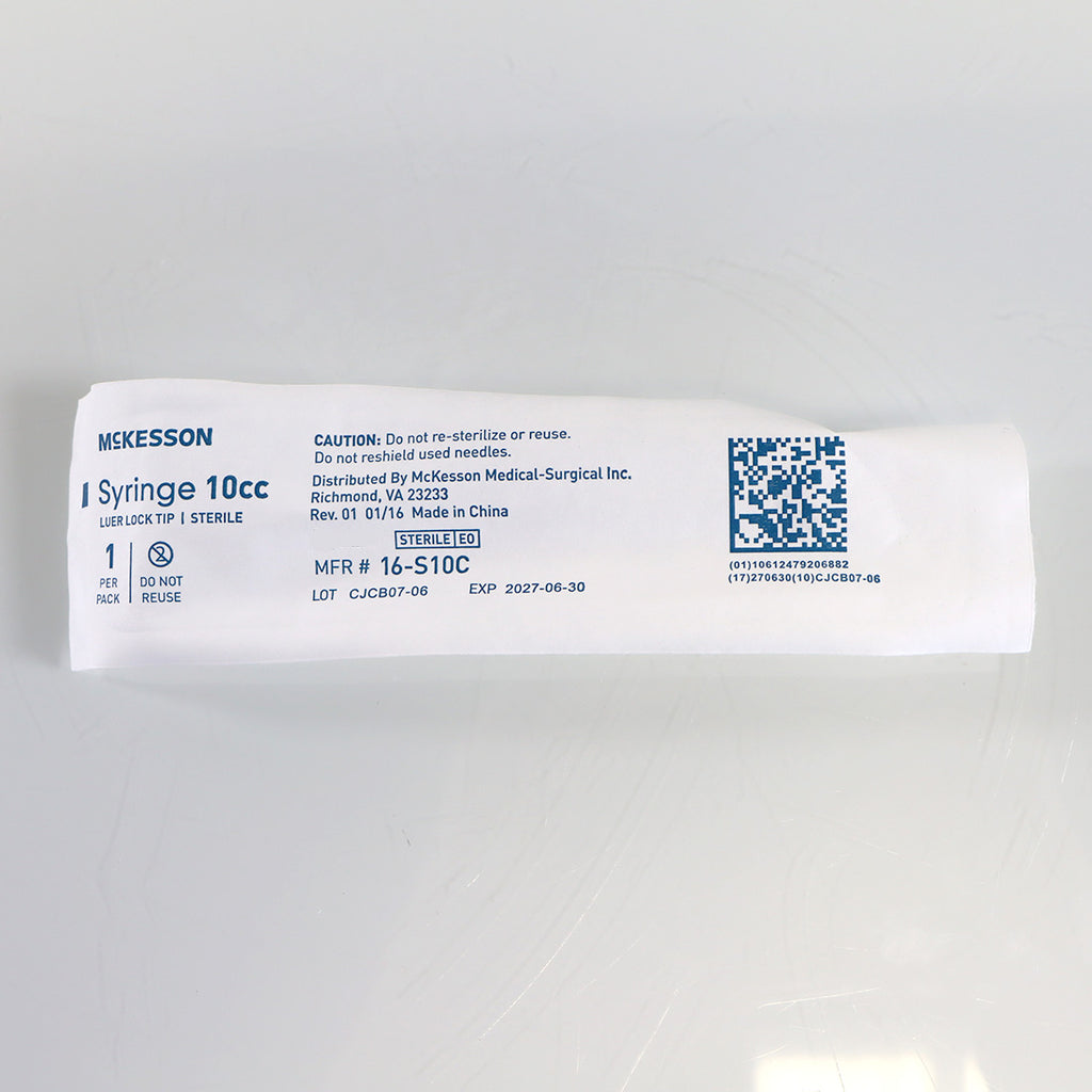 McKesson 10cc Luer Lock Syringe without Needle 16-S10C Sterile 10-Pack 2027