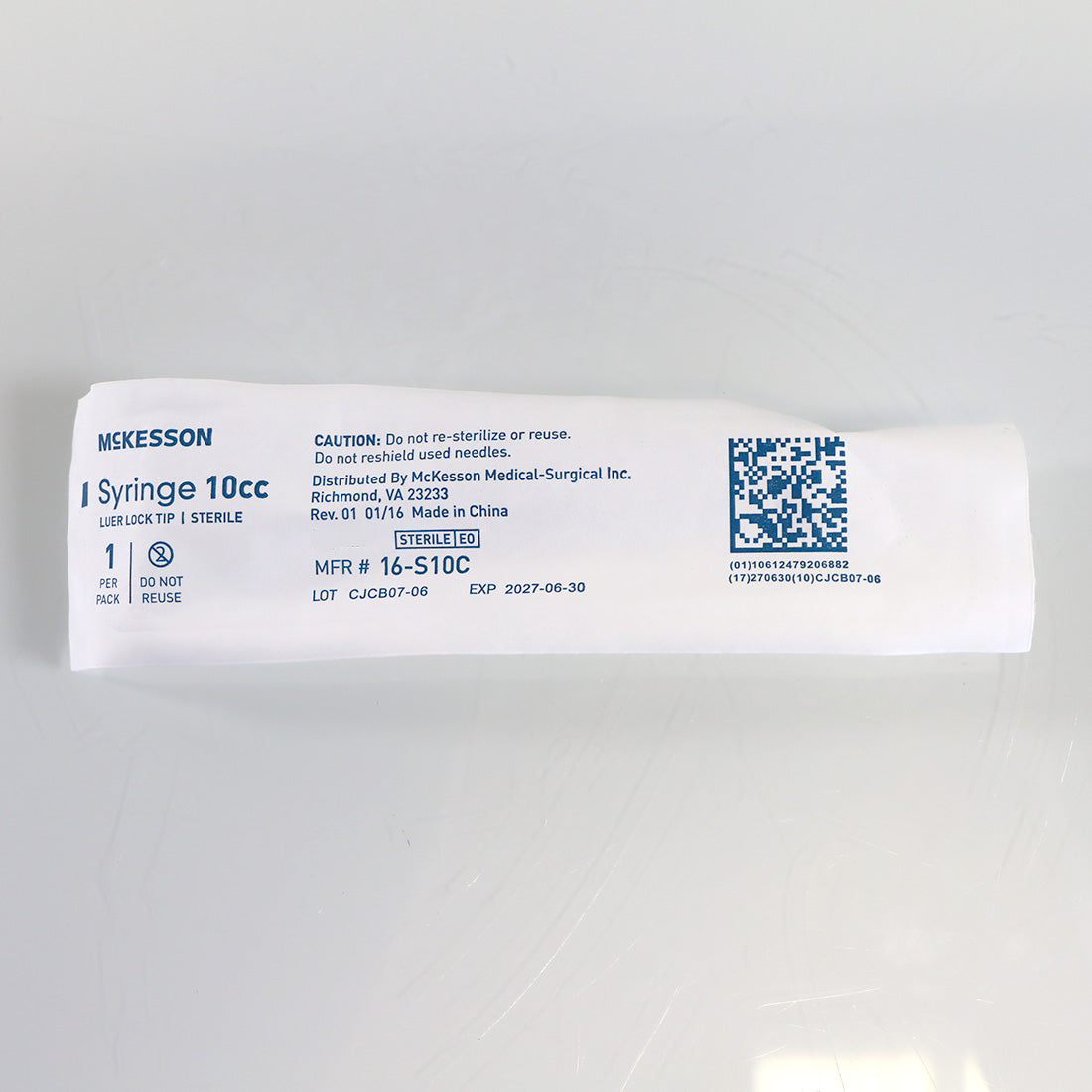McKesson 10cc Luer Lock Syringe without Needle 16-S10C Sterile 10-Pack 2027