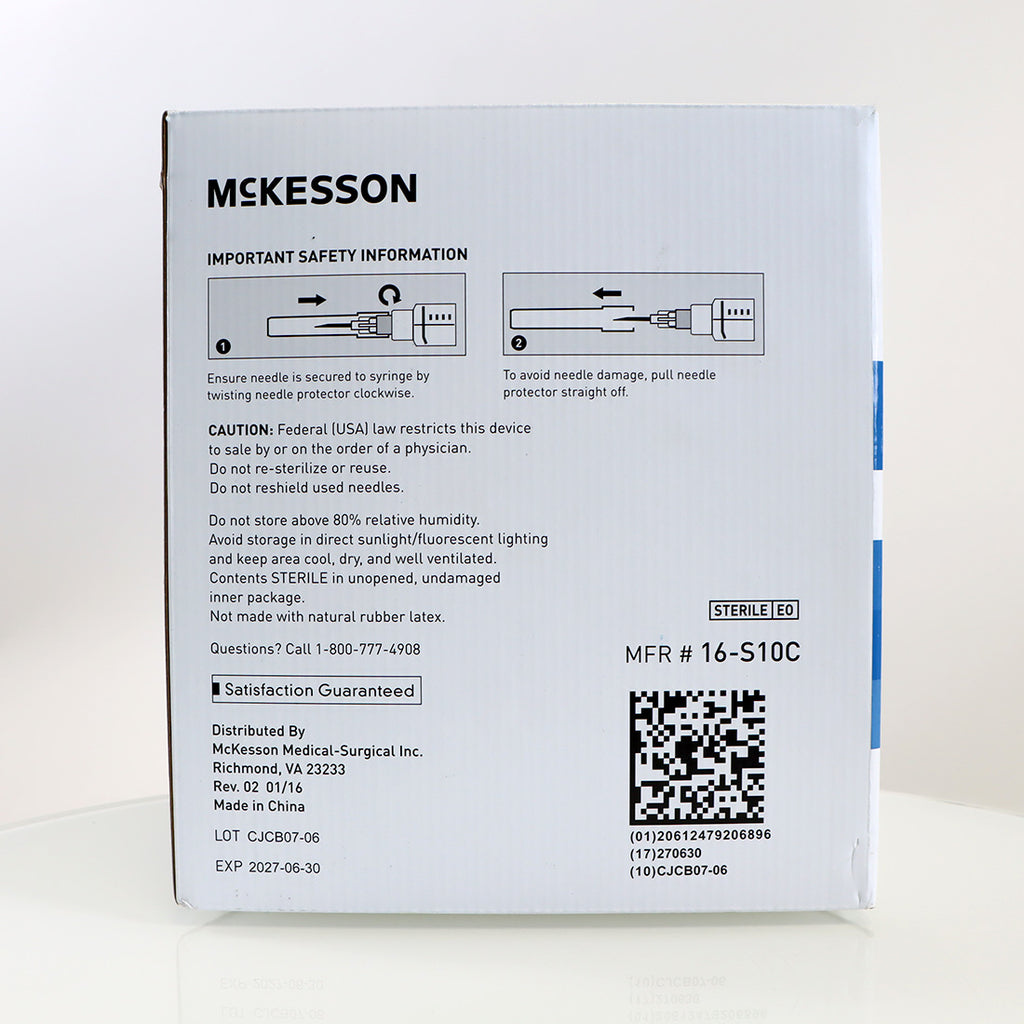 McKesson 10cc Luer Lock Syringe without Needle 16-S10C Sterile 10-Pack 2027