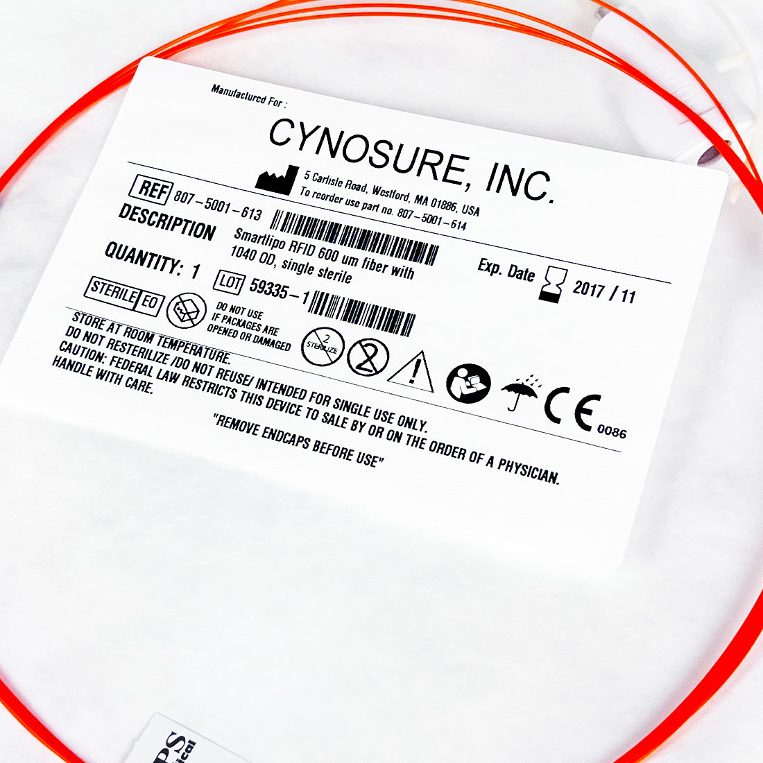 Cynosure SmartLipo RFID 600um Single Orange Laser Fiber 1040 OD 807-5001-613 EXP