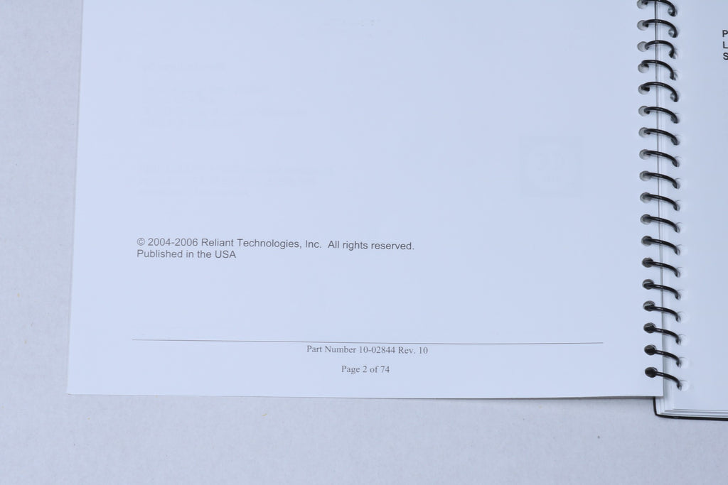 2006 Solta Fraxel Restore SR 1500 Re Store Laser Operator Manual 10-02844 Rev 10