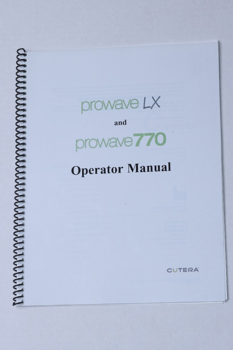 2016 Cutera Xeo Prowave LX Pro Wave 770 IPL Handpiece User Operator Manual D0277