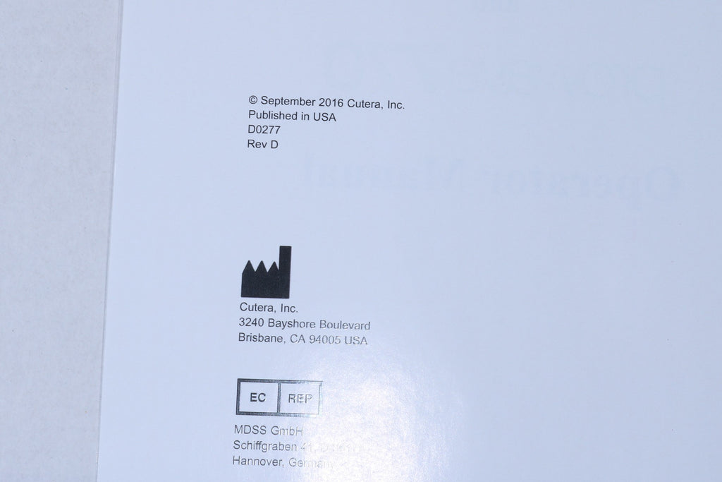 2016 Cutera Xeo Prowave LX Pro Wave 770 IPL Handpiece User Operator Manual D0277