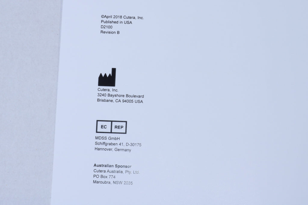 2018 Cutera Enlighten SR NdYAG 532 1064 Laser Operator Manual D2100 REV B
