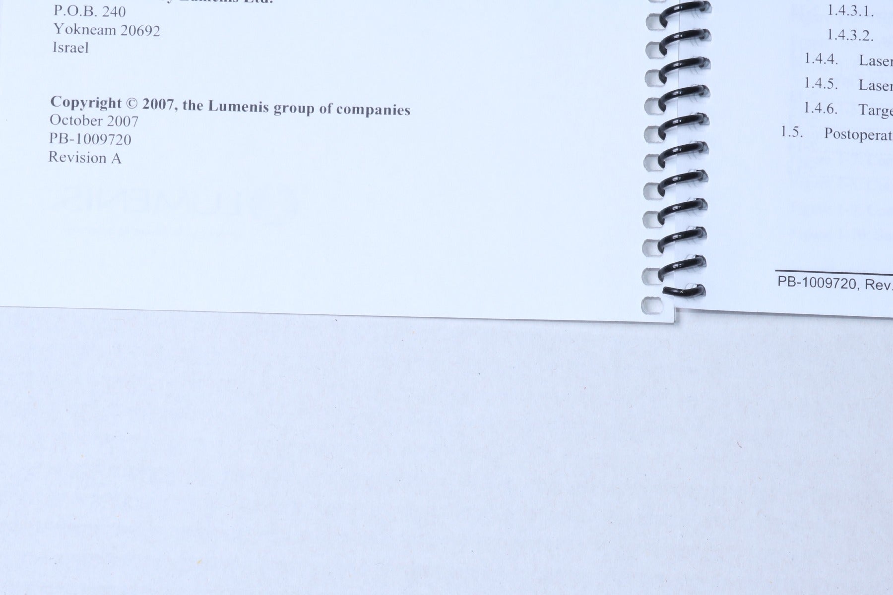 2007 Lumenis UltraPulse Deep FX Bridge Therapy Operator Manual REV A PB-1009720