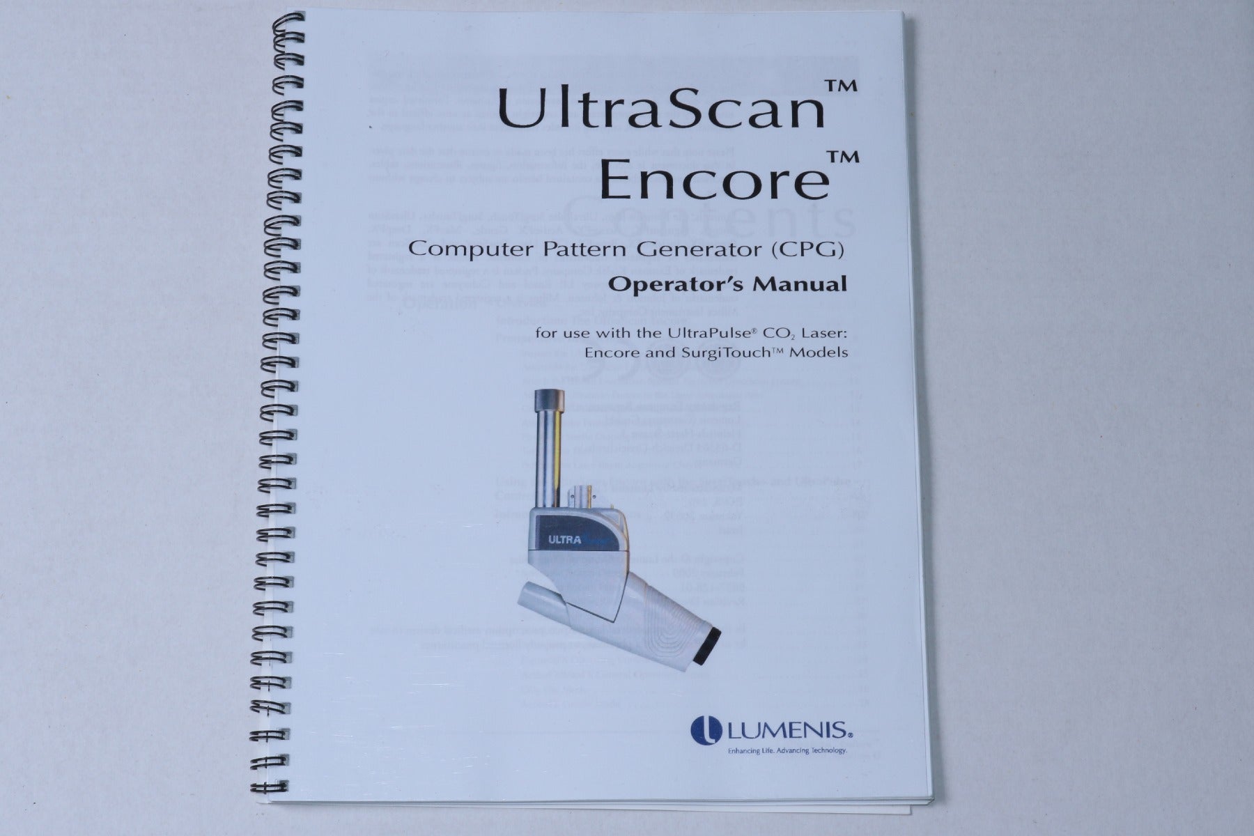 2009 Lumenis UltraScan Encore UltraPulse Laser CPG Operator Manual 0637-128-01