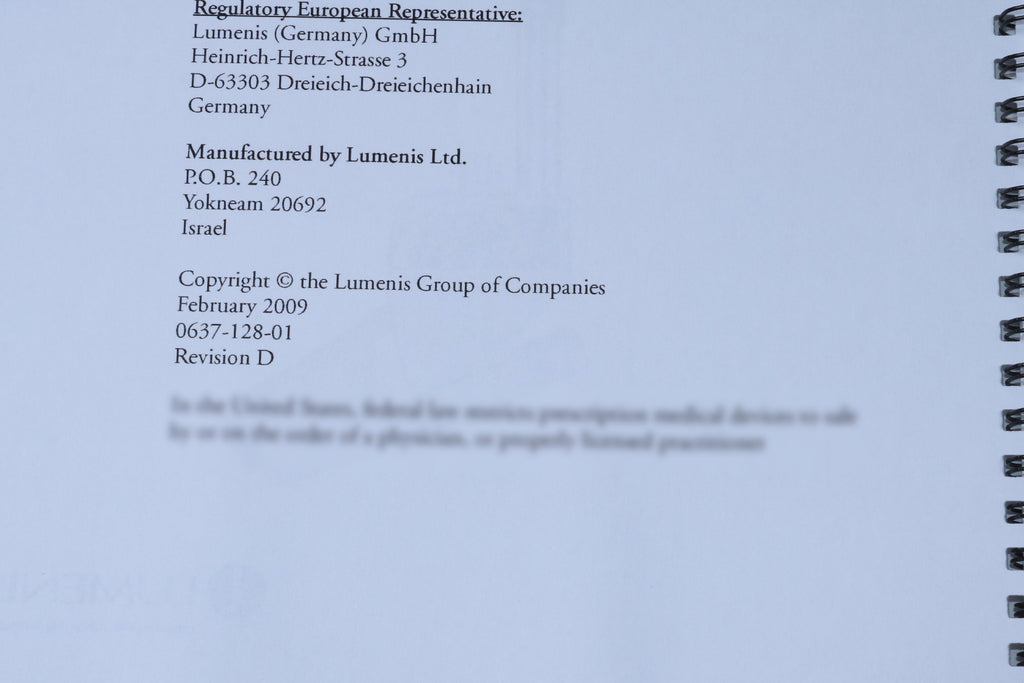 2009 Lumenis UltraScan Encore UltraPulse Laser CPG Operator Manual 0637-128-01