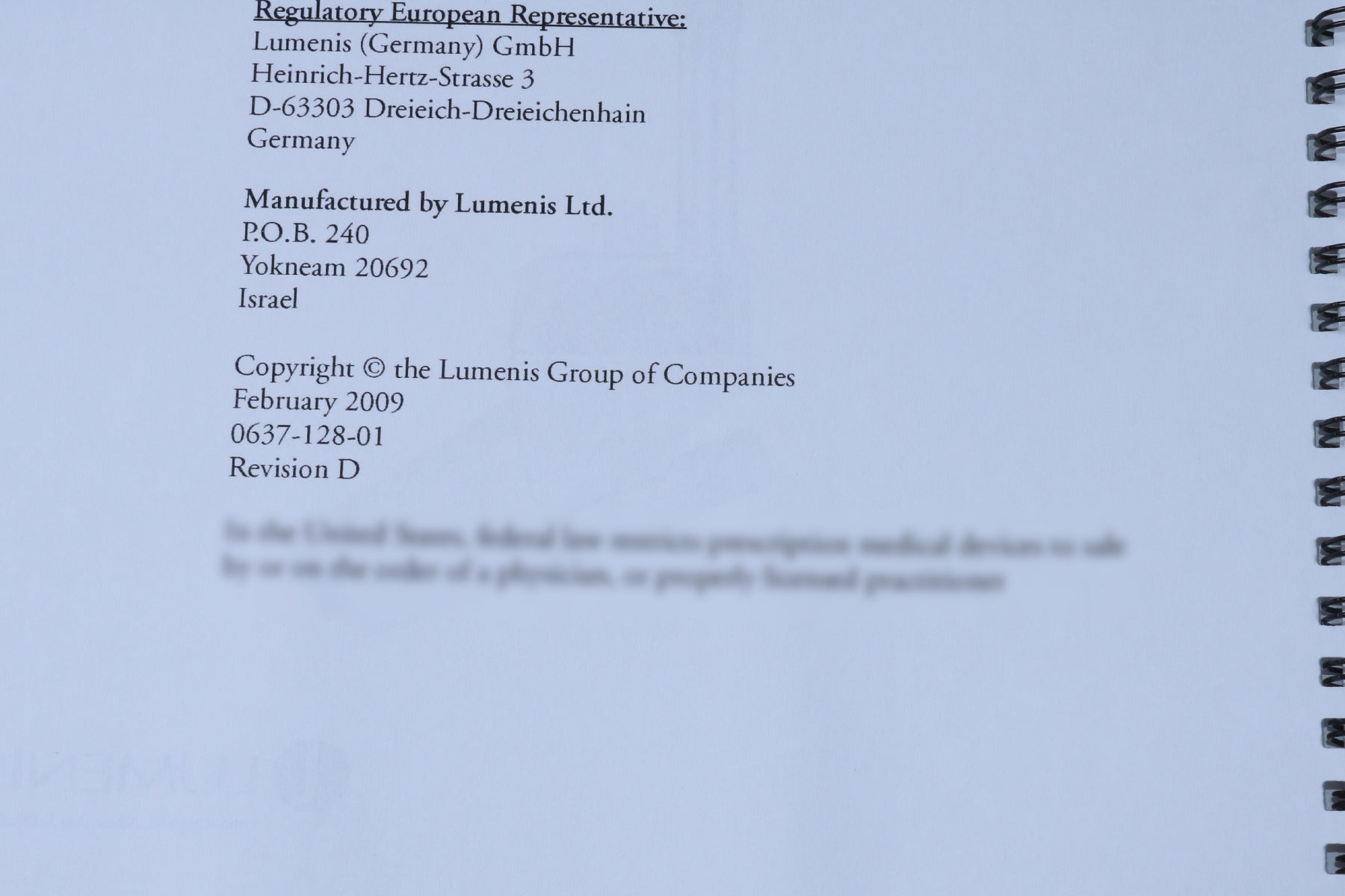 2009 Lumenis UltraScan Encore UltraPulse Laser CPG Operator Manual 0637-128-01