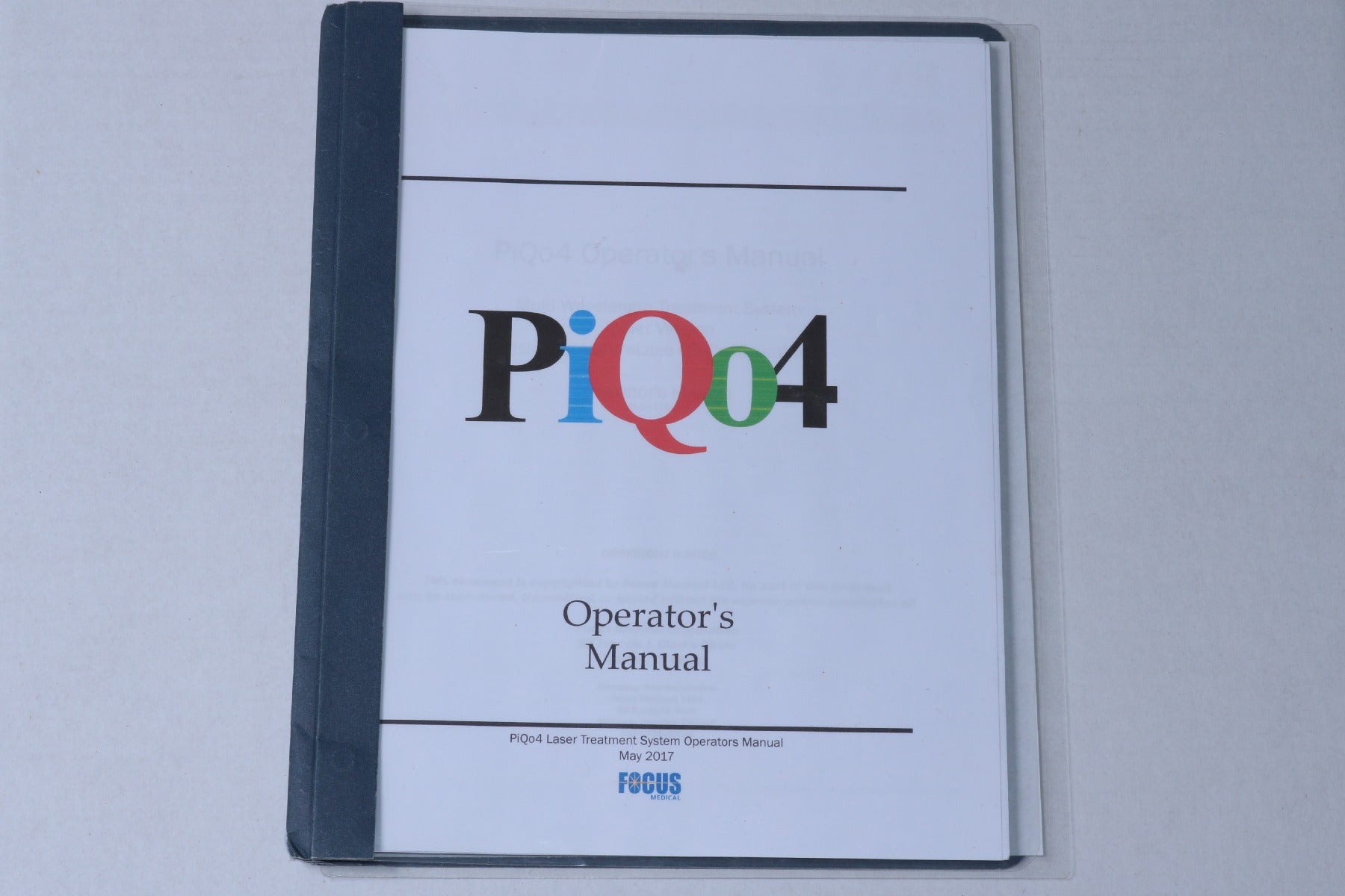 2017 Focus Lumenis Piqo4 Pico 4 QS NdYAG Laser Operator User Manual LT-100A