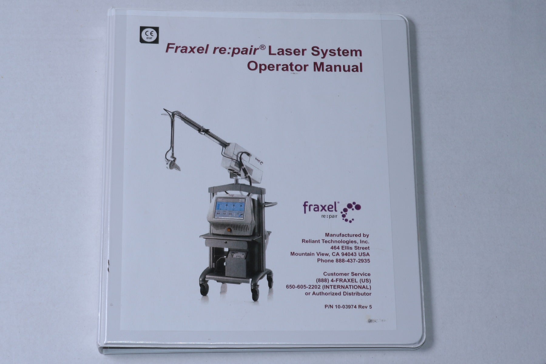 2008 Reliant Fraxel Repair CO2 Re Pair Laser Operator Manual REV 5 10-03974