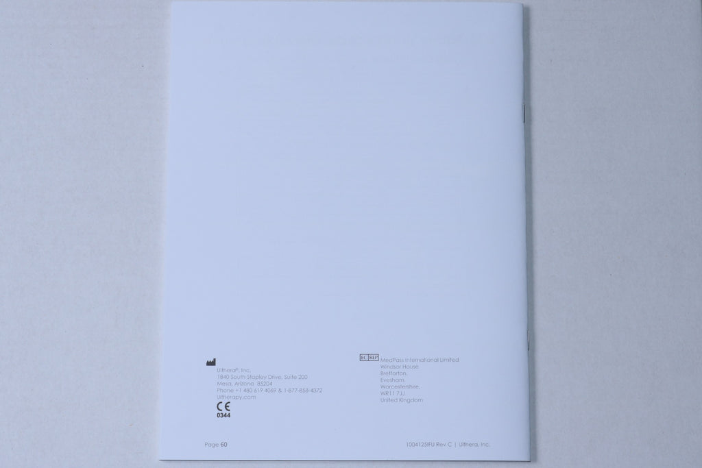 2015 Ulthera Ultherapy Instructions For Use Operator Manual REV C 1004125IFU