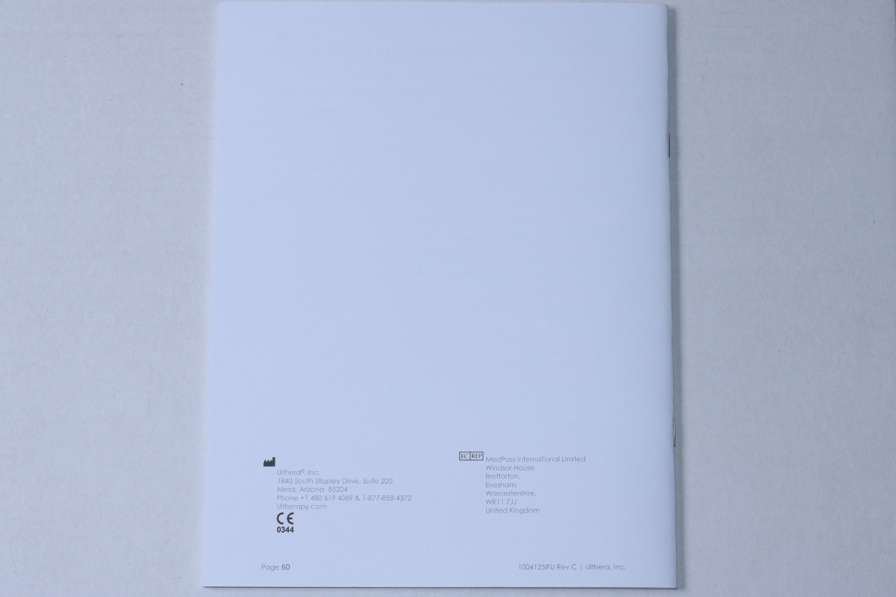 2015 Ulthera Ultherapy Instructions For Use Operator Manual REV C 1004125IFU