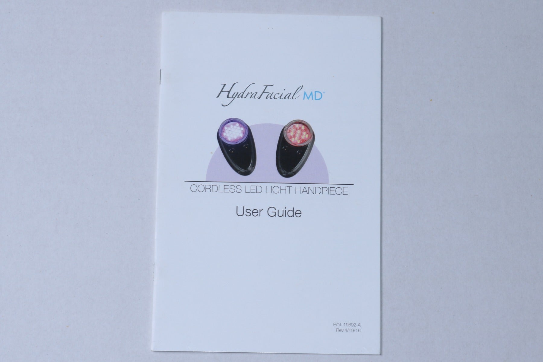 2016 Edge Hydrafacial MD Red Blue LED Light Handpiece User Guide Manual 19692-A