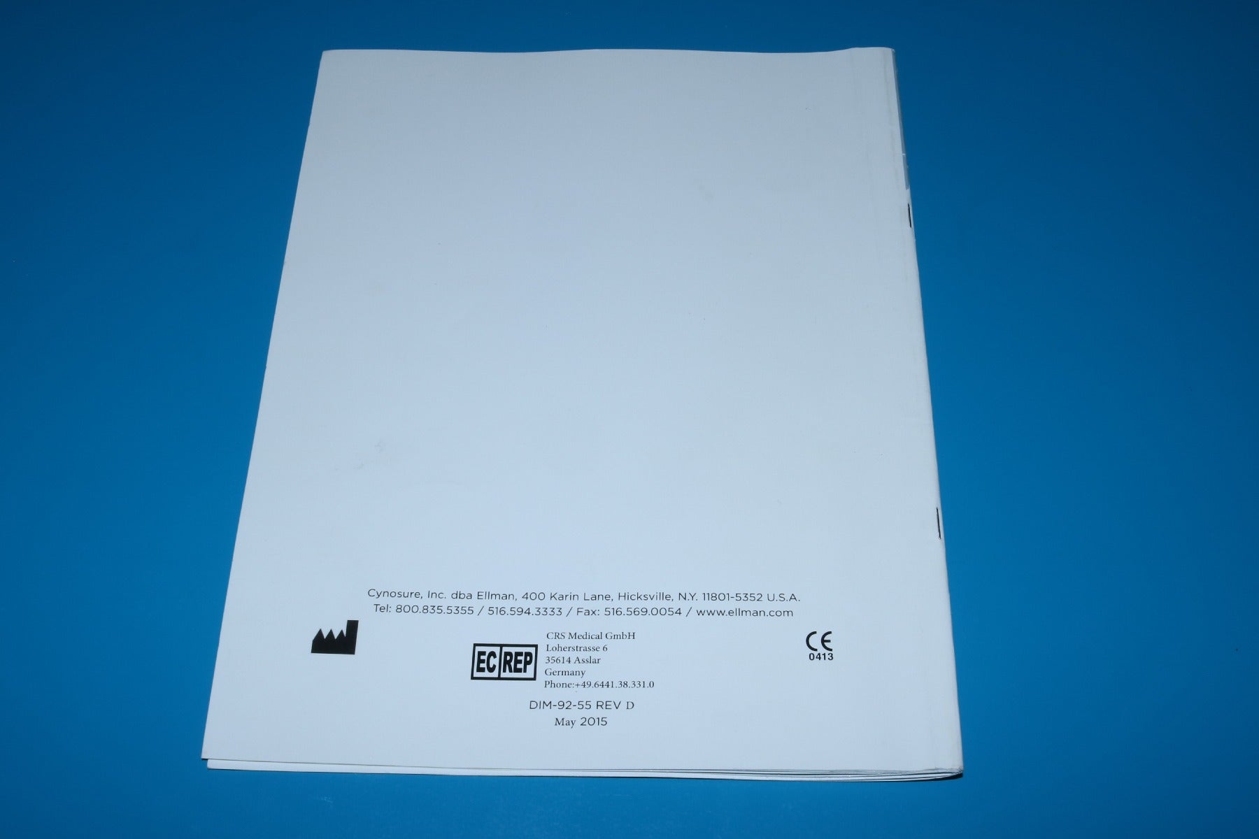 2015 Cynosure Ellman Pelleve S5 Instruction Operator Manual REV D DIM-92-55