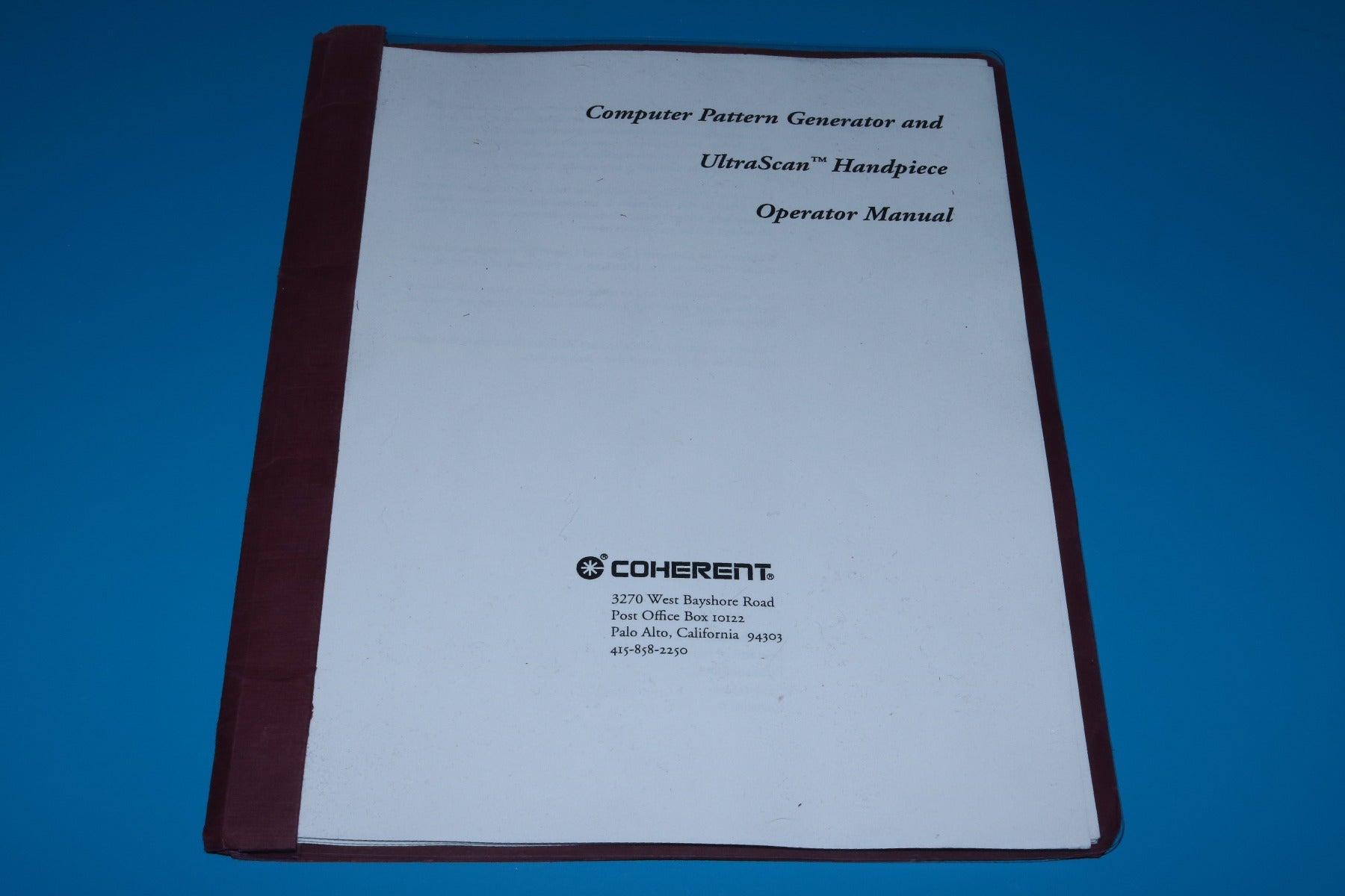 1995 Coherent UltraPulse UltraScan CPG Scanner HP Operator Manual 0625-153-01