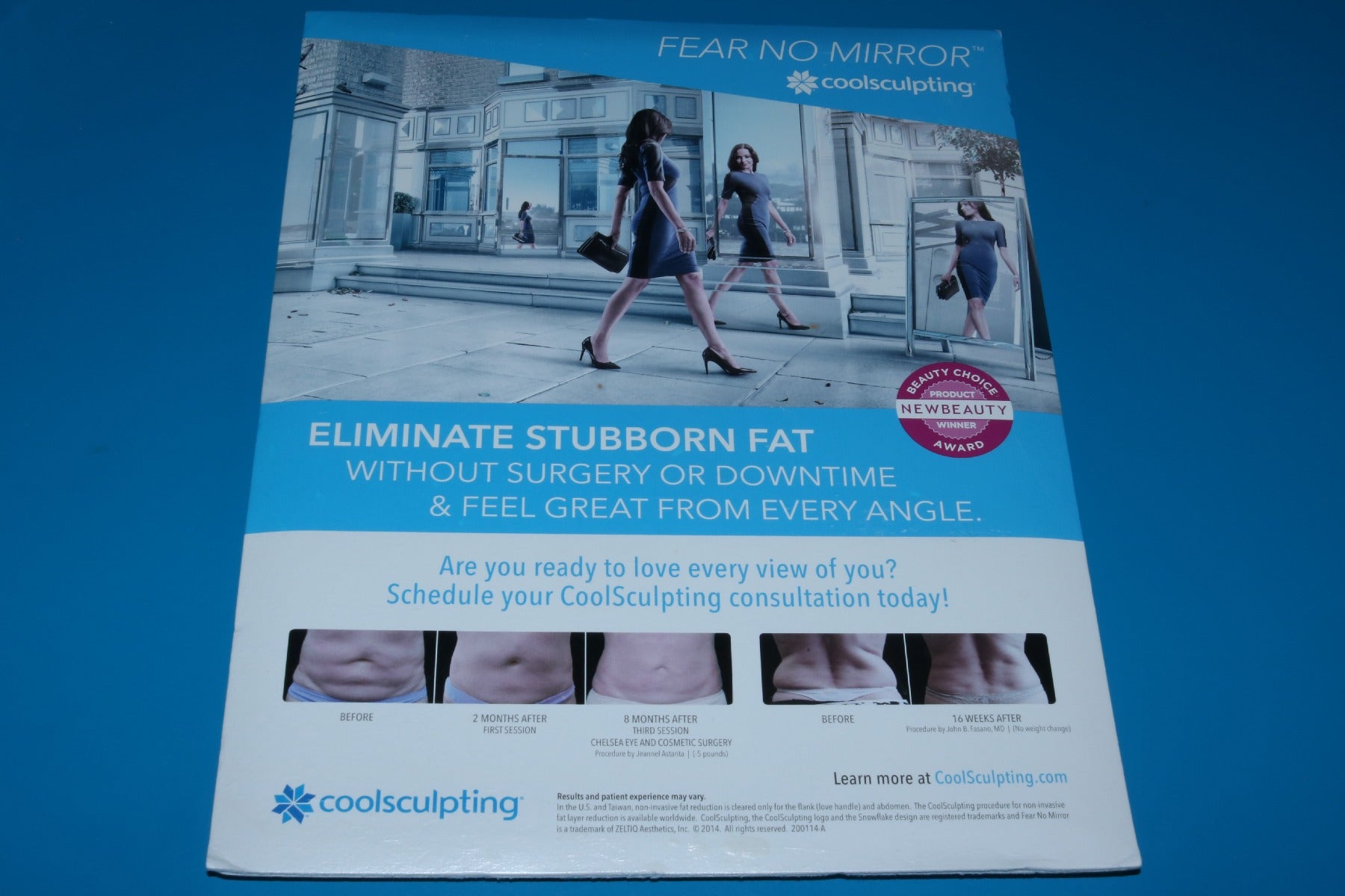 2014 Zeltiq CoolSculpting Fear No Mirror Lobby Marketing Display Sign 200114-A