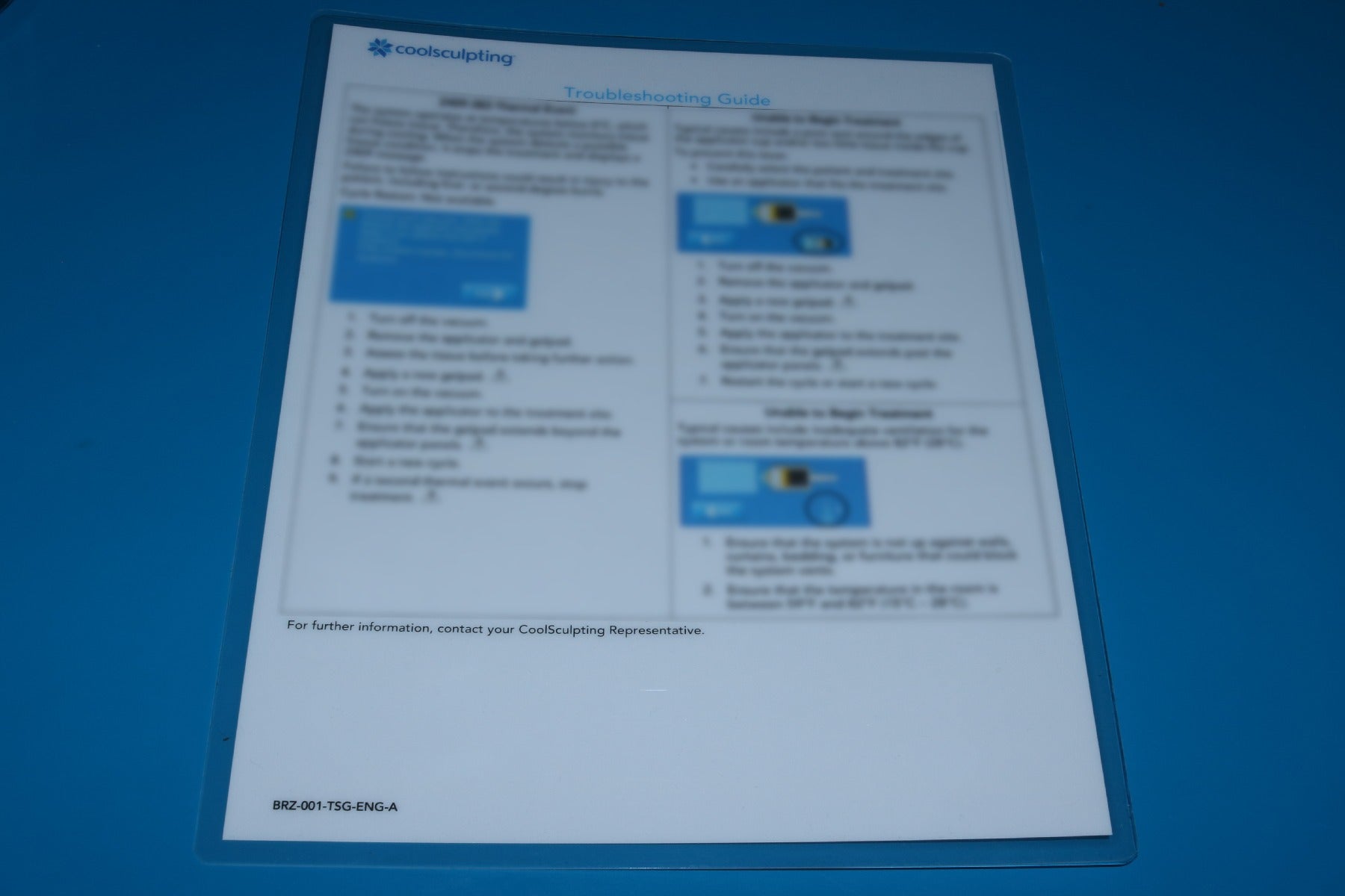 2012 Zeltiq CoolSculpting Trouble Shooting Guide Cool Sculpting BRZ-001-TSG-ENG