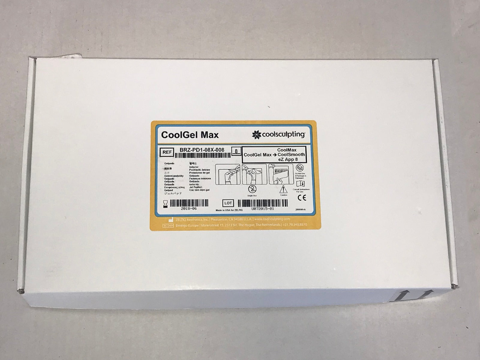Zeltiq CoolSculpting CoolGel Max Cool Max Gel 6 PACK BRZ-PD1-08X-008 EXP 2018-06