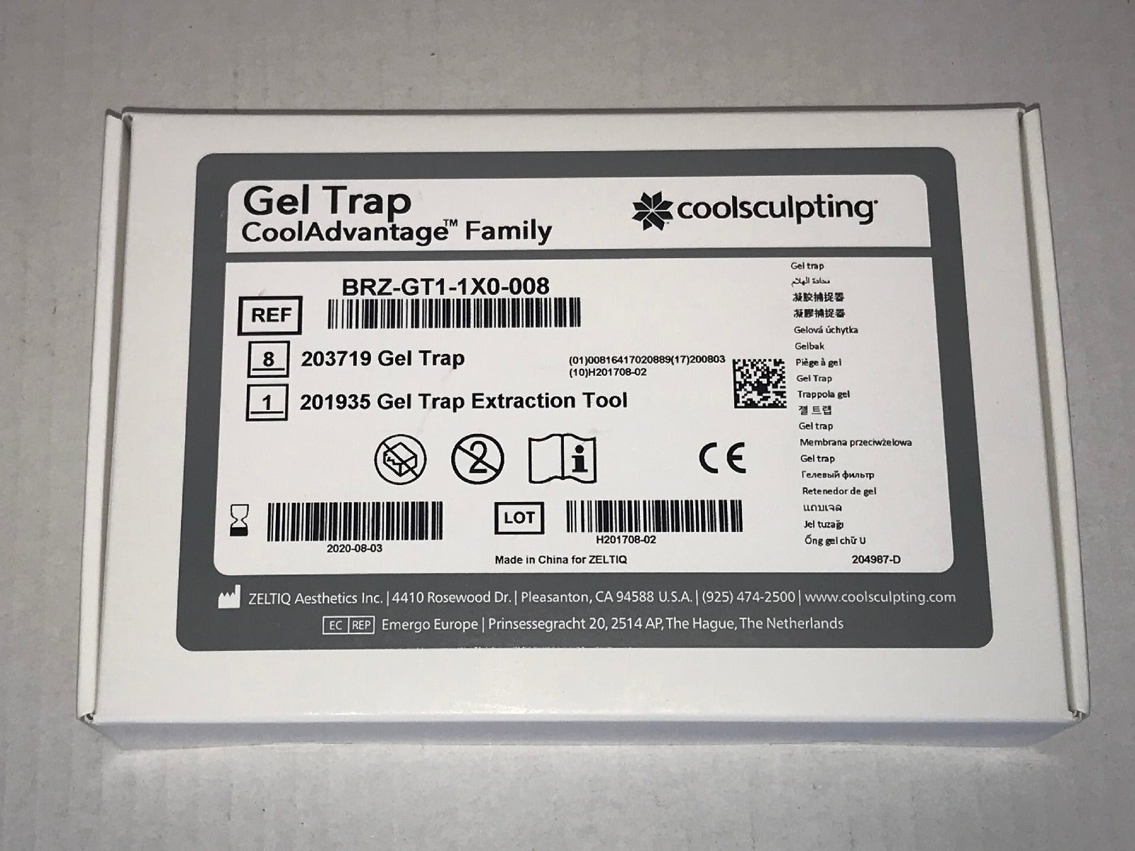 Zeltiq CoolSculpting Cool Advantage Gel Trap 8pk BRZ-GT1-1X0-008 EXP 2020-08-03