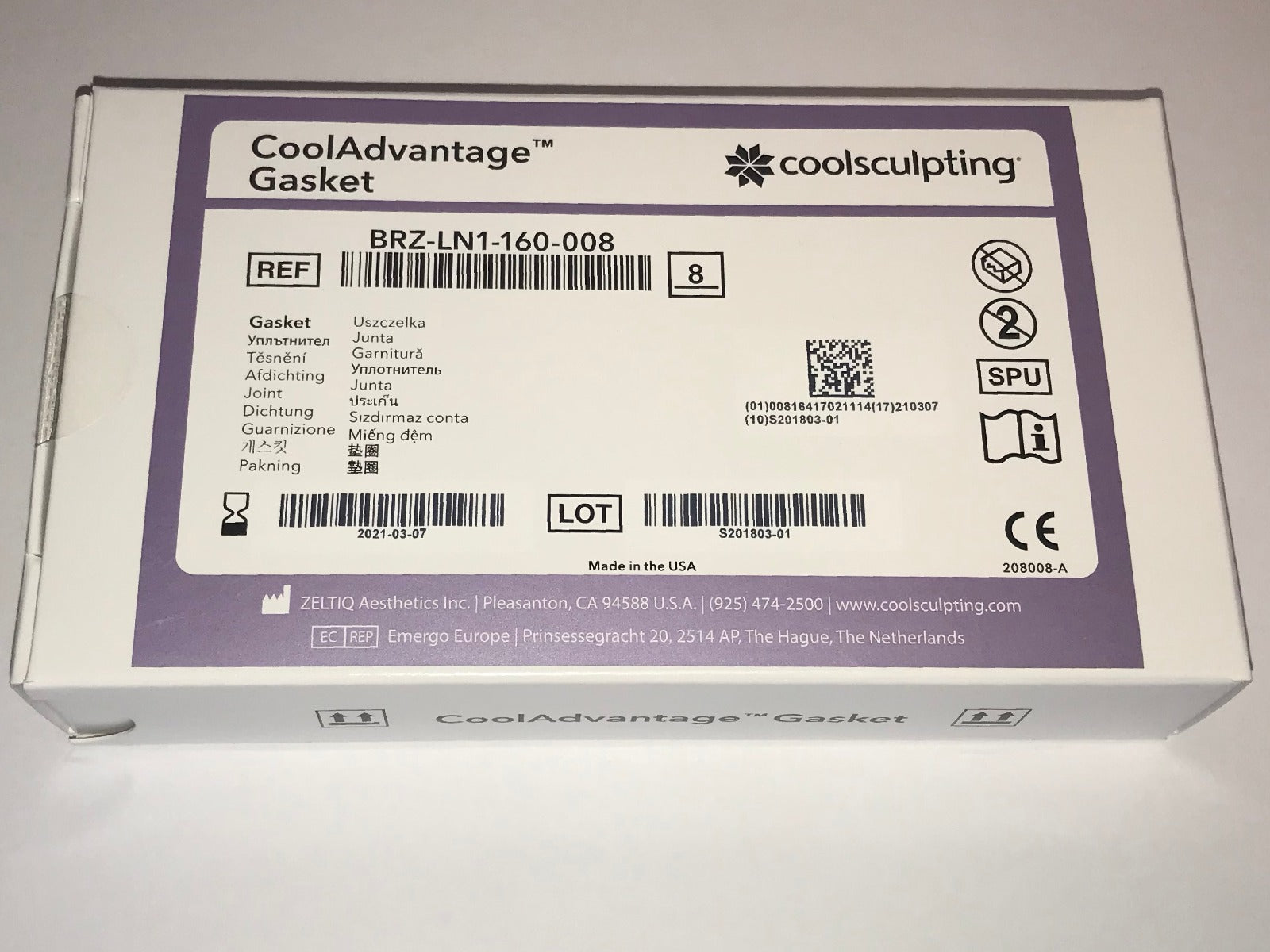 Zeltiq CoolSculpting Cool Advantage Gaskets 8Pack BRZ-LN1-160-008 EXP 2021-03-07