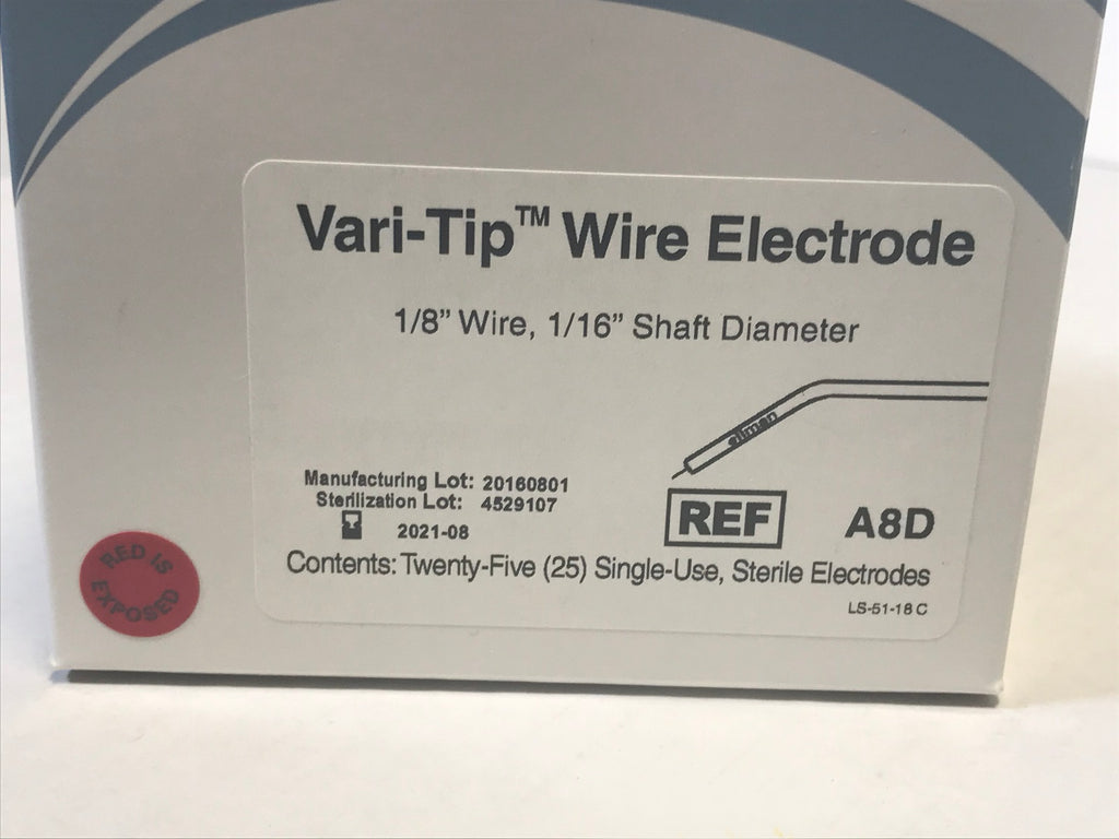 Ellman A8D Pelleve Vari-Tip Electrodes 1/8" Wire 1/16" Diameter 25 Pack EXP 2021