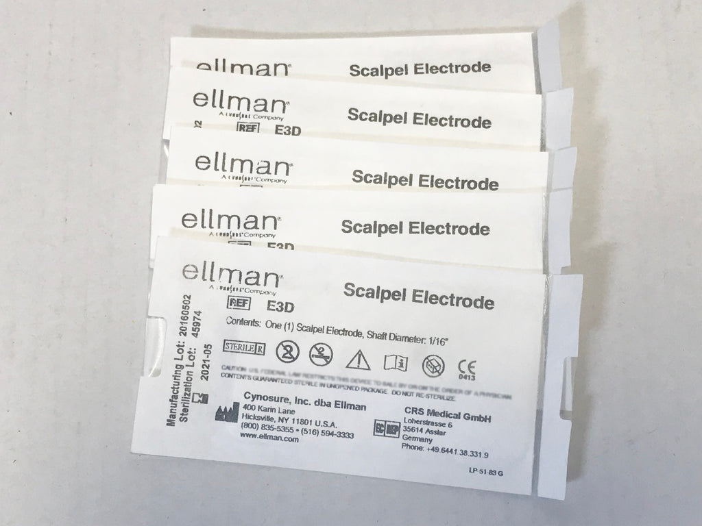 Ellman E3D Pelleve Scalpel Electrodes 1/16" Shaft Diameter 5 Pack EXP 2021