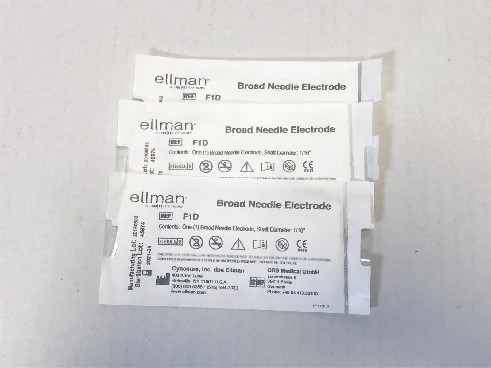 Ellman F1D Pelleve Broad Needle Electrodes 1/16" Shaft Diameter 3 Pack EXP 2021