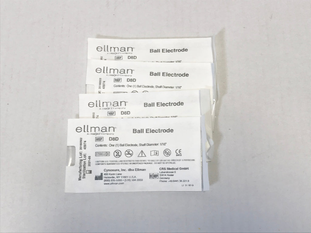 Ellman D8D Pelleve Ball Electrodes 2.3mm Ball 1/16" Shaft Diameter 4PK EXP 2021