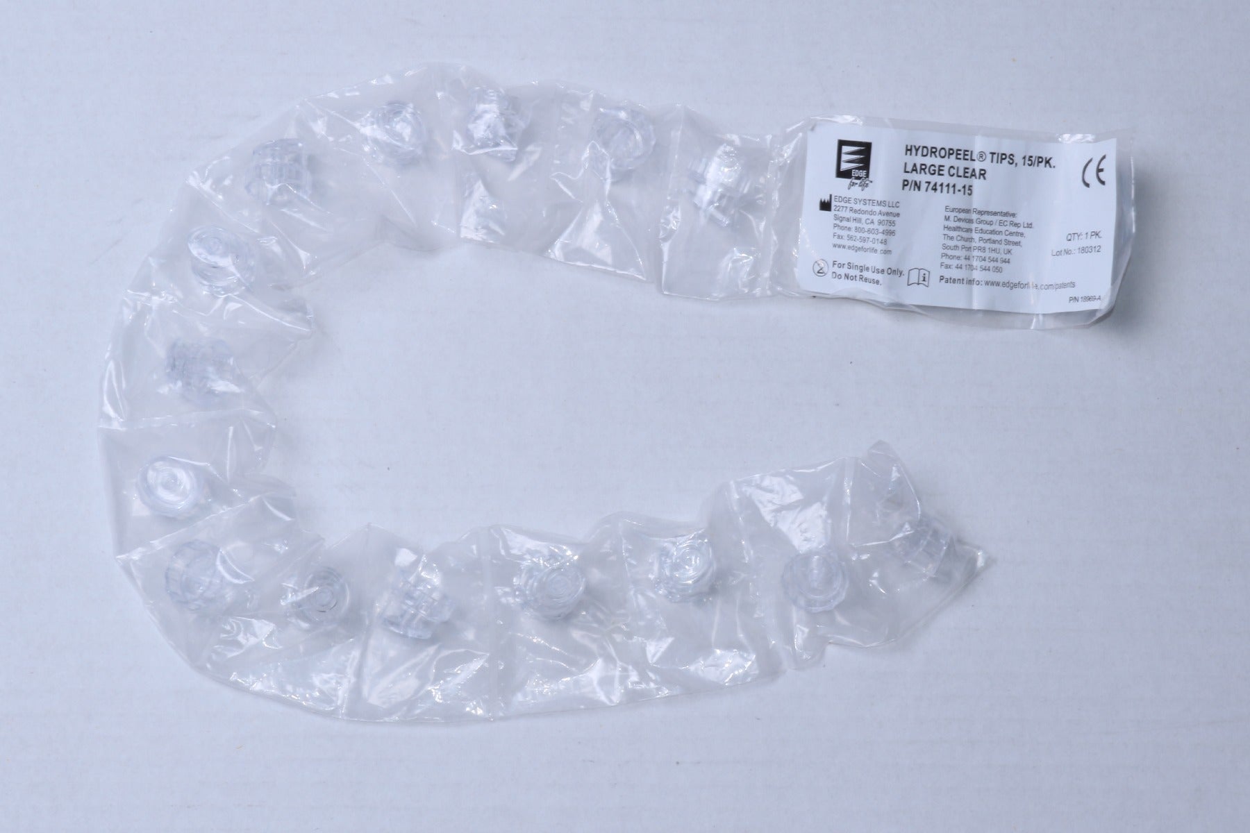 Edge HydraFacial Hydro Peel Large Clear Tips 74111-15 Hydro Facial 15-Pack
