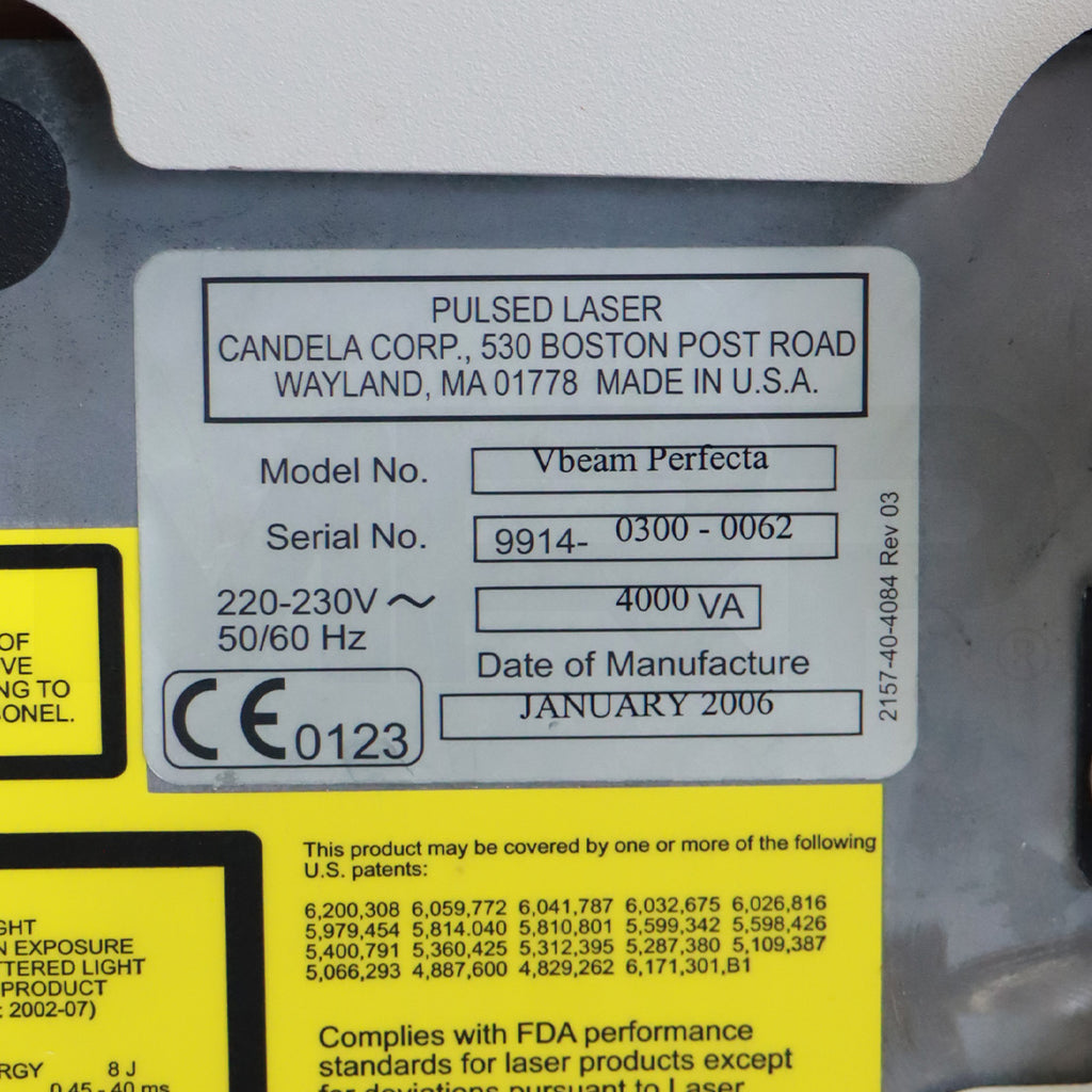 2006 Candela VBeam Perfecta Pulsed Vascular Acne Vein Laser System