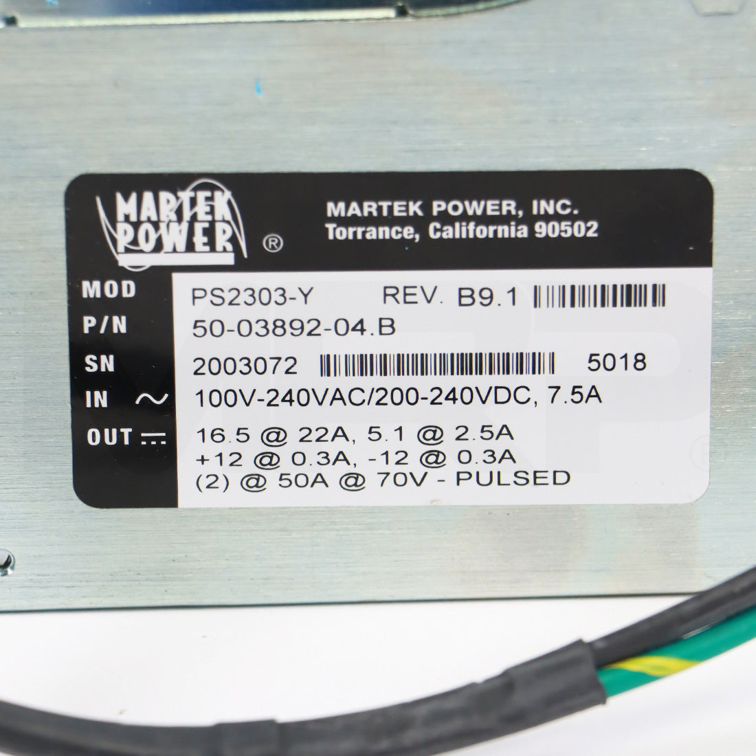 Martek Power HVPS For Lumenis LightSheer Desire - Parts As-Is