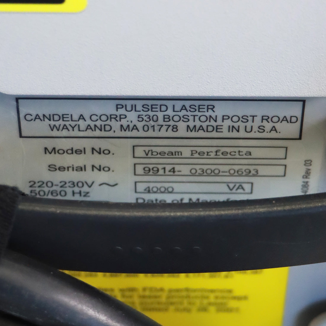 2005 Candela VBeam Perfecta Pulsed Vascular Acne Vein Laser System